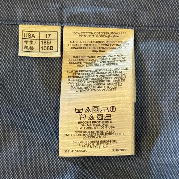 Brooks Brothers Regent 1818 dress shirt, blue cotton, 17-2/3 —‎ flaws - Picture 5 of 5